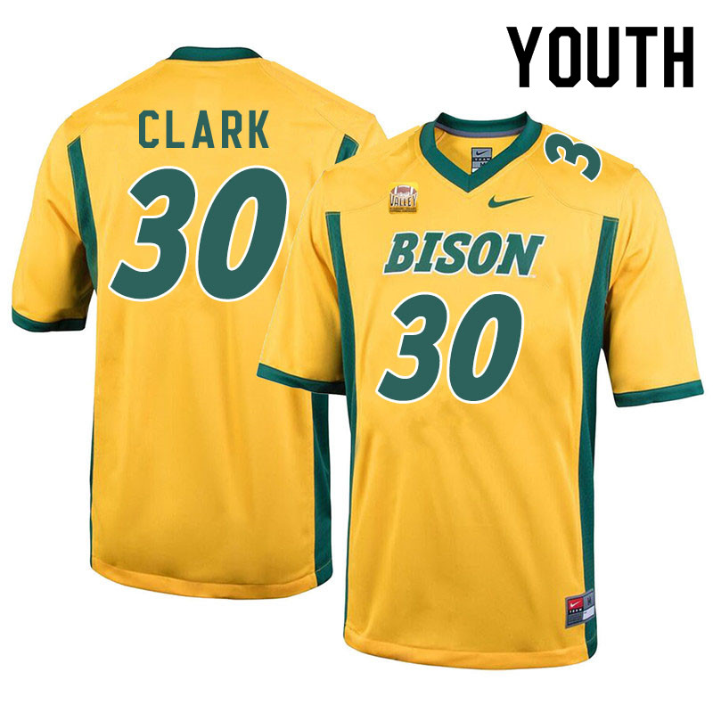 Youth #30 Saybein Clark North Dakota State Bison College Football Jerseys Sale-Yellow - Click Image to Close